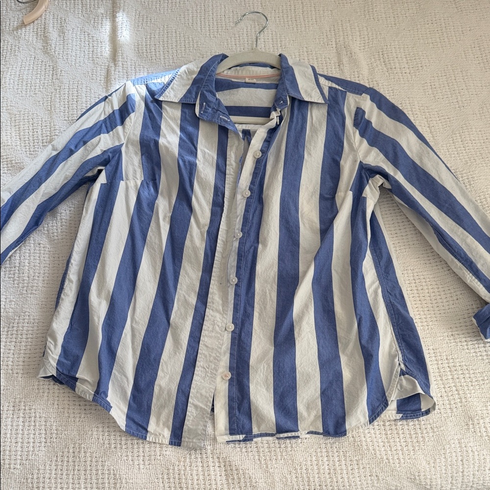 Boden Blue and White Striped Shirt